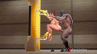 Ebony Goddess Enchained Filled by Huge Rod in Hot Hentai Action