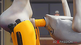Alien Finds Pleasure with Futanari Android in Hot Laboratory Tryst