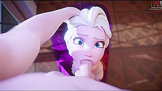 Elsa Gags on Cock During Steamy Frozen Tryst – Cum Swallowing Queen