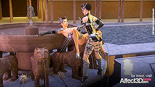 Futa Queen Seduces Voluptuous Goddess in Sultry 3D Fantasy Tryst