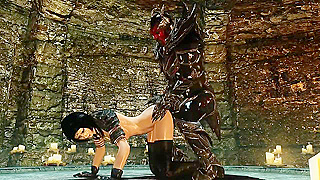Hulking Demon Takes Skyrim Sorceress Hard with Massive Ebony Shaft