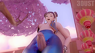 Chun-Li Tempts with Silk-Thigh Pleasure Ending in Powerful Climax