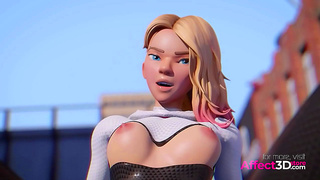 Blonde Warrior Mounts Huge Shaft in Fiery 3D Adventure Ride
