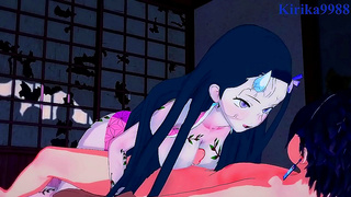 Nezuko Daki Tempt Tanjiro in Hot Demon Slayer threesome Action