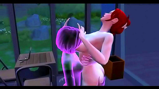 Phantom Desires: Ethereal Lesbian Encounter in Vivid 3D Hentai Realm