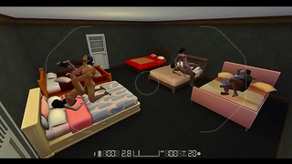Steamy Lesbian Orgy Unfolds in 3D Hentai Night Fantasy