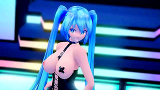 Mikus Lush Curves Fuel Steaming 3D Fantasy Rendezvous in Hot MMD Action