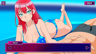 Cute Gamer Guy Teases His Man by the Pool in Hot Hentai Action