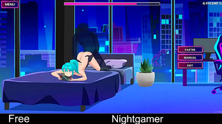 Cute Anime Girl Enjoys Tender Night Romance in Glowing Bedroom Glow