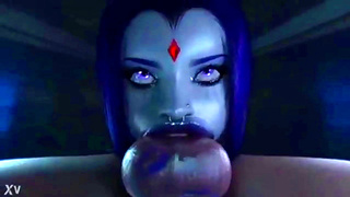 Raven Tempts Widowmaker with Sensual Blowjob Fantasies in Hot Hentai Action
