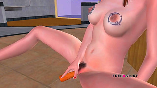 Plump Teen Delights in Juicy Carrot Play in Steamy 3D Hentai Fantasies