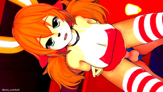 Bikini Babe Teases Lover in Sultry Anime Romance Under Moonlight