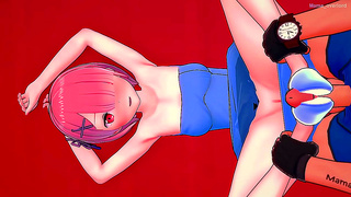 Ram Pleases Lover with Sensual Pink Hair Steaming Foot Play
