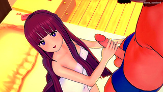 Ferns Violet Locks Flow While Teasing in a Silken Towel – Steamy 3D Fantasy