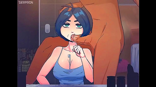 Voluptuous Hentai Babe Gags Deep as She Swallows Cock Fully in One Go