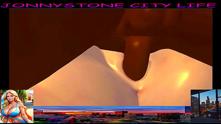 Blonde Goddess Takes Charge Riding Mysterious Lover Under Neon Lights
