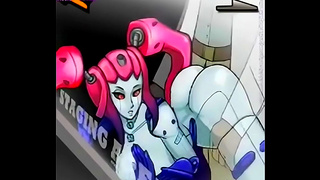 Pink-Haired Cyborg Seduces Partner in Steamy Hentai Tryst