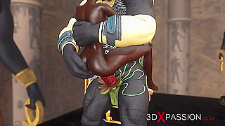Anubis Claims His Dark Desires With Raven-Haired Slave Under Egypts Scorching Sun