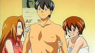 Twin Bombshells Seduce Horned Guy in Wild Hentai Threesome Face-off