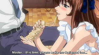 Buxom Maid Serves Her Masters Cock with Sensual Blowjob in Caf Fantasy