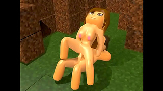 Brunette Minecraft Babe Ignites Hot 3D Hentai Encounter