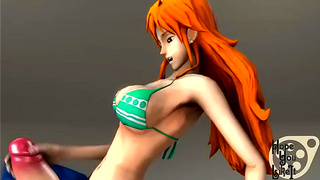Nami Tempts Goku with Her Dual Pleasures in Hot One Piece x DBZ Tryst