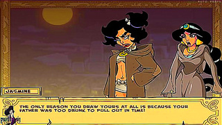 Jasmine Tempts Aladdin in Hot Animated Encounter Under Desert Stars