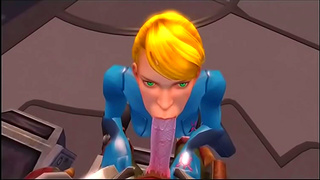 Samus Pleasures Him with Hot Blowjob Moans in Sexy Sci-Fi Hentai