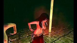 Brunette Seduces Dragonborn with Sultry Dance in 3D Skyrim Realm