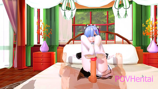 Rem Treats Her Master to Seductive Oral Bliss in Hot Re:Zero Encounter