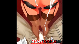 Teen Goddess Pleasured Hard in Wild Double-Penetration Hentai creampie