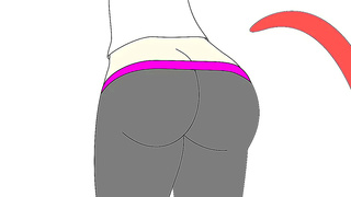 Alluring Anime Babe Overpowered by Sinister Worm Creature in Yoga Pants Showdown