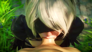 2B Whispers Sweet Nothings Before Wild Outdoor Sex – A Busty Blowjob Fantasy