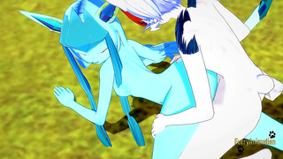 Glaceon Receives Thick Cream Pie from Cinderace in Hot Pokmon Passion
