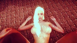 Blonde Beauty Seduces Giant Dick Gets Creampied Hard in Hot Hentai Sex