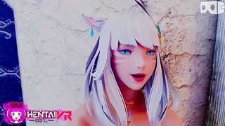 Cat-Eared Beauty Dominates Sensual White-Hair Fantasy in Immersive VR Porn