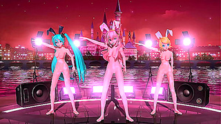 Busty Bunny Idol Fantasy: Miku, Rin Luka Heat Up Vocaloid Nights