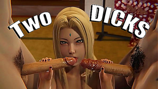 Tsunade Tempts Twin Lovers in Steamy 3D Hentai Bed Romp