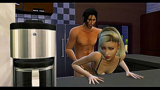 Forbidden Temptation: Seductive 3D Tryst in the Kitchen with Friends Girl