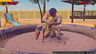 Misty Faces Off Against Okan in a Sensual Nude Battle Arena 3D