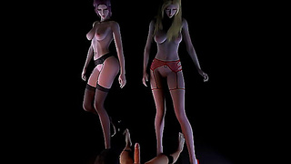 Two Cute Lovers Ignite Hot 3D Threesome Adventure Together