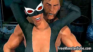 Catwoman Rides Wolverine Under Moonlight – Fiery Outdoor Tryst Unfolds