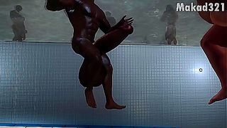 Mrs. Cockers Hot Pool Tryst Unfolds in Immersive 3D Skyrim Fantasy