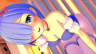 Rem Soaked in cum After Wild Costumed Encounter - Naughty Hentai Fun