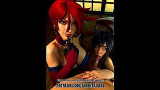 Ahri Tempts Miss Fortune in Sultry League of Legends Tryst