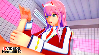 Zero Two Delivers Steamy Oral Pleasure in Sultry Hentai Encounter