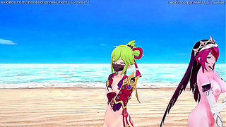 Rosaria Kuki Shine With Shinobu in Steamy Genshin Night Liaisons – MMD Sensual Mix