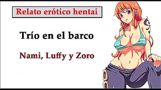 Nami Seduces Luffy Zoro in Hot Pirate Tryst on Deck