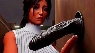 Lara Croft Tempts Huge-Cock Stranger in Steamy Hentai Glory Hole Encounter