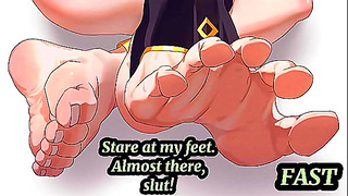 Submissive Boy Licks Feet Pits in Hentai Femdom 4-Minute Challenge